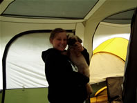 Annie and Cappi waving